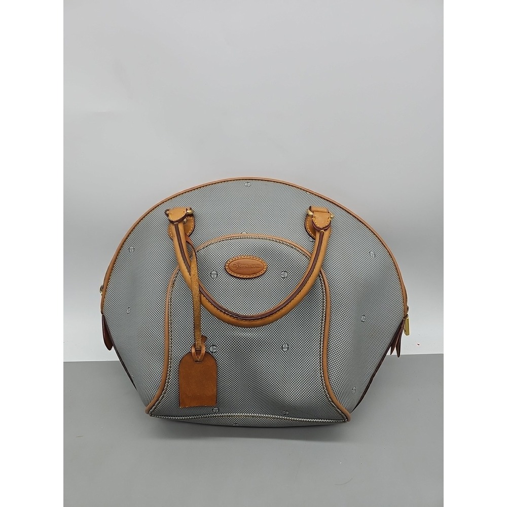 Sergio Tacchini Blue Handbag Brown Trim‎ EUC